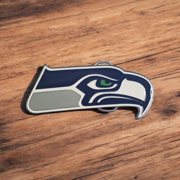 Seattle Seahawks Belt Buckle Pewter Enamel Logo Official NFL Football Vintage - Picture 1 of 6